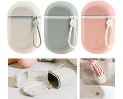 3x Zeepdozen, Waterdichte Reiszeepdoos, Reis met Druppelrek, Draagbare Zeepcontainer voor Vaste Zeep, Kleine Zeepschaal met Deksel voor Buiten, Camping (Wit + Groen + Wit)
