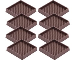 3x3 inch rubberen antislip meubelbeschermers - antislip meubelgrepen - antislip meubelvoetjes - antislip vloerbeschermers voor bed en bank - Antislip meubelbeschermers en wielstoppers voor bureaustoelen (bruin, 8 stuks)