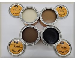 4 blikken KWIEK antiekwas - kleuren NATUREL + LICHT- + MIDDEN- + DONKERBRUIN - de echte onderhoudswas volgens oudhollands recept - 375 ml per blik - makkelijk in gebruik - meubelwas - bijenwas - boenwas - terpentijnwas - De Enige Echte KWIEK was