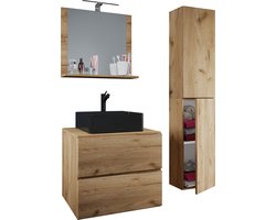 4-delig badmeubel Wastafel Badkamermeubelset Wastafel Lendas-BL Breedte 60 cm Lade