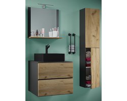 4-delig badmeubel Wastafel Badkamermeubelset Wastafel Lendas-BL Breedte 60 cm Lade
