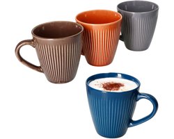 4-delig bekerenset AMOR in terracotta, blauw, bruin en grijs – 78895