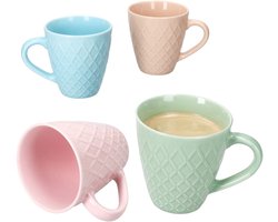 4-delig bekerenset Pastelli in roze, lichtblauw, groen & abrikoos – 78894