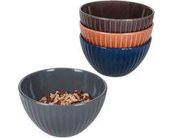 4-delig Müsli-schaaltjeset AMOR in terracotta, blauw, bruin en grijs – 78897