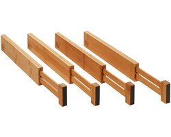 4-delig ORGA-BOX bamboe lade-indelingssysteem 354 - 482 mm lade-indeling, lade-indeling met veermechanisme