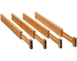 4-delig ORGA-BOX bamboe lade-indelingssysteem 430 - 556 mm lade-indeling, lade-indeling met veermechanisme