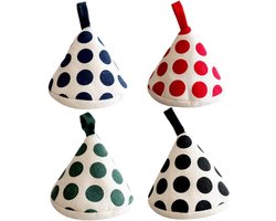 4-delig Polka Dot Pannenlap Set - Hittebestendige Dekselhandvatten en Ovenschaal Knop - Keukenbescherming in Blauw, Rood, Groen, Zwart