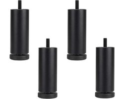 4-delige aluminium bankpoten - Meubelpoten - Hoogteversteller - Vervangende kastpoten - Kastpoten - Meubelpoten met schroefdraad - M8-schroefdraad - Zwart 15 cm
