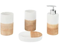 4-delige badkameraccessoires set - keramiek zeepdispenser en opbergset
