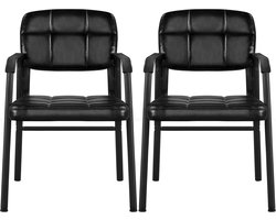 4-delige bezoekersstoel, conferentiestoel met armleuningen, gestoffeerde wachtkamerstoel, eetkamerstoelen met hoogwaardige bekleding en kunstleren bekleding voor kantoor, conferentie