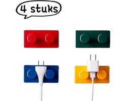 4-delige blokhaken - Eenvoudige klevende haken voor pluggen en sleutels - Geen boren, geen sporen, multifunctionele haken - Gemengde kleuren