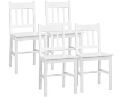 4-delige eetkamerstoelen set 41x46,5x85,5cm wit stevig en duurzaam massief houten structuur met rugleuning en antislip voetdoppen modern minimalistisch en stijlvol ontwerp eenvoudig te monteren en schoon te maken geschikt voor keuken, eetkamer