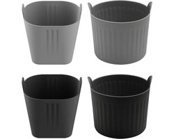4-delige herbruikbare muffinblikken van siliconen voor airfryer en oven, BPA-vrij, ideaal voor mini muffins en snacks, grijs en zwart