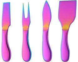 4-delige Kaassnijset van Hoogwaardig Roestvrij Staal met Ergonomische Handgrepen - Kaasschaaf, Botermes en Vork - Duurzaam Keuken Gereedschap