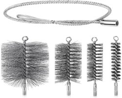 4-delige kachelpijpborstelset - 30/50/80/150 mm - met duwstang en 1 m staaldraad - Schoorsteenborstel - Schoorsteenveegset voor schoorsteen, open haard, kachelpijp
