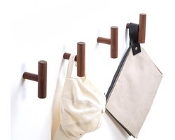 4-delige kapstokset - kapstok haken - wandhaak - wandkapstok - wandkapstok hout - Voor entrees, slaapkamers, woonkamers, hallen - Hout - Bruin