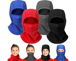 4-Delige Kinder Set: Fleece Bivakmuts, Muts en Nekwarmer voor Winter en Skiën