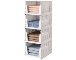 4-delige Kleding Opbergmanden – Uittrekbare Lade Opbergsysteem – Kleding & Wasmand Organizer – Wit (33,5 × 43 × 14,2 cm)