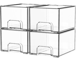 4-Delige Kleine Stapelbare Opberglade, Transparante Opbergdoos, Acryl Transparante Opbergdoos, Geschikt Voor Badkamer Kaptafel, Onder De Gootsteen, Uittrekbare Lade Opbergdoos