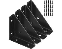 4-delige koudgewalste stalen, zware driehoekige beugel - trapeziumvormige hoekbeugel - tafelbladbevestiging voor bed - zwart