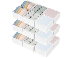 4-delige Lade Organizer Set, Vouwbare Opbergdozen van Stof, Ideaal voor Kleding en Accessoires, Perfect voor Kasten en Laden, Klassiek Wit