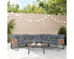 4-delige Loungeset met Kussens Tafel SPC Blad Donkergrijs Rotan Look - Tuinset voor Terras