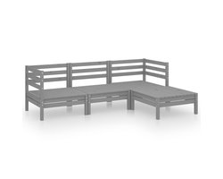 4-delige Loungeset | Tuinset | Tuinmeubelset | Zitset massief grenenhout grijs