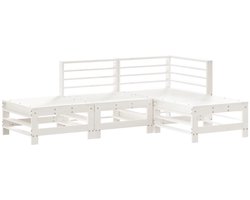 4-delige Loungeset | Tuinset | Tuinmeubelset | Zitset massief grenenhout wit