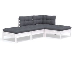 4-delige Loungeset | Tuinset | Tuinmeubelset | Zitset met kussens massief grenenhout