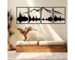 4-delige metalen wanddecoratie voor wonen en slaapkamer - bergen en bossen