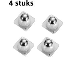 4-delige meubelpoelie - kogellagerpoelie zonder perforatie - mobiel wiel enkele stalen kogel stille meubelpoelie - transparant
