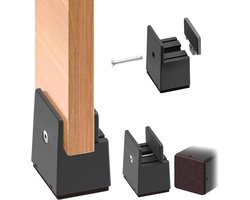 4-delige meubelverhogersset - Geschikt voor vierkante meubels van 10-50 mm breed - Verstelbaar met schroefclips - Zwart