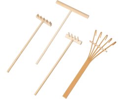 4-delige Mini Zen Tuinset met Zand Hark, Tuinhark en Decoratieve Accessoires voor Thuis, Kantoor en Speelgoed
