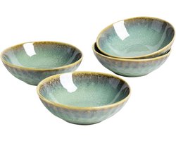 4-delige mueslikommen set - 750 ml aardewerk soepkommen - keramiek kommen voor ramen en soepborden - beige servies voor 4 personen