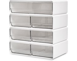 4-delige multifunctionele make-up lade set - 7 laden uittrekbaar - doorzichtige organizer - mini kast - cosmeticahouder kist - wastafel kaptafel - badkamer slaapkamer - wit .