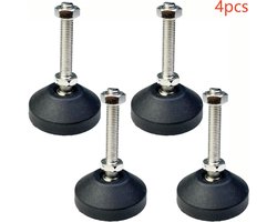 4-delige platte voet antislip rubber voet met verstelbare meubelvoeten geschikt voor tafel en stoel werkbankplanken (M8 draad, 50mm draadlengte)