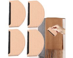 4-delige pluizenverwijderaar - WolKam - wol ontpiller - wolkam pluisverwijderaar - Pluisverwijderingsgereedschap - Hout - Natuurlijke houtkleur