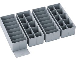4-delige Schubladen Organizer Set – geschikt voor IKEA MALM ladekast, opvouwbare stoffen opbergboxen met vakken en verstevigde bodem, ideaal voor ondergoed, sokken en babykleding (Grijs)