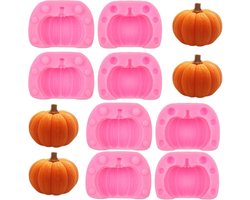 4-delige set 3D-pompoenvormen van siliconen – Mini-pompoenvormen voor Halloween en Thanksgiving – Geschikt voor chocolade, snoep, cupcakes en klei-knutselwerkjes – Siliconen bakbenodigdheden voor herfstfeesten en keukendecoratie
