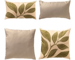 4-delige set buitenkussens LAURENS/SUN - kussenset inclusief binnenkussens - 45x45 en 30x50 cm - beige, groen