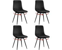 4-delige Set Draaibare Eetkamerstoelen – Fluwelen Gestoffeerde Stoelen – Zachte & Ergonomische Keukenstoelen – 360° Draaibaar – Voor Eetkamer, Woonkamer & Restaurant - 4 stuks - Zwart