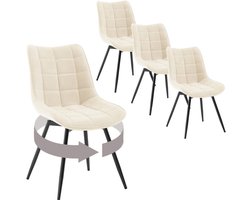 4-delige Set Draaibare Eetkamerstoelen – Fluwelen Gestoffeerde Stoelen – Zachte & Ergonomische Keukenstoelen – 360° Draaibaar – Voor Eetkamer, Woonkamer & Restaurant - Velvet - Beige