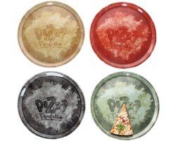 4-delige set gemengde PERFETTO pizzaborden Ø31,5cm 1x Geel, 1x Rood, 1x Groen & 1x Zwart - 164192, 164193, 164194 & 164195