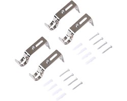 4-delige set gordijnroedehouders, metalen gordijnroedehouders, voor gordijnroedes, slaapkamer, badkamer (zilver)