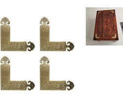 4-delige set Hoekbeschermers - Antieke messing hardware voor meubels - Metalen beschermingshoeken - Decoratieve bescherming voor hoek van bureau, kast en meer