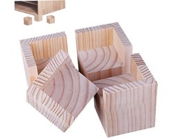 4-delige set houten meubelpoten - meubelverhoger - tafelverhogers - Meubelhoogteverhoger - Hoogteverhoger - 5 x 5 cm - Hout - Natuurlijke houtkleur
