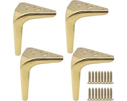 4-delige set meubelpoten, metalen bankpoten, moderne tafelpoten, metalen driehoekige meubelvoeten, vervangende bankpoten, geschikt voor kasten, stoelen en krukken (15 cm, goud).