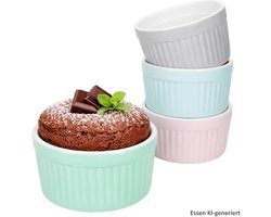 4-delige set soufflébakjes Emilia schaaltjes elk 1x roze lichtblauw mintgrijs - 24320214