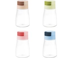 4-delige set transparante kruidenflesjes – Plastic zout- en peperstrooiers en kruidenpotjes – Duurzame kruidenopbergers voor keuken en koken