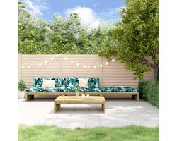 4-delige set tuinmeubelen met kussens, geïmpregneerd grenenhout, meubelsets voor buiten, tuinmeubilair, balkon, terras, tuin, balkon